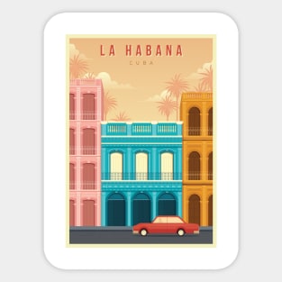 La Habana, Cuba - Vintage Travel Poster Sticker